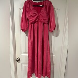Chic Long Sleeve Pink Dress